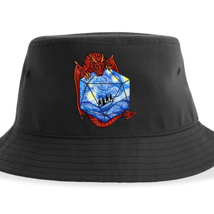 Funny Nerdy Gamer , Fantasy Art , Starry Night Sustainable Bucket Hat