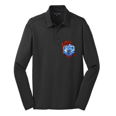 Funny Nerdy Gamer , Fantasy Art , Starry Night Silk Touch Performance Long Sleeve Polo