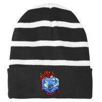 Funny Nerdy Gamer , Fantasy Art , Starry Night Striped Beanie with Solid Band