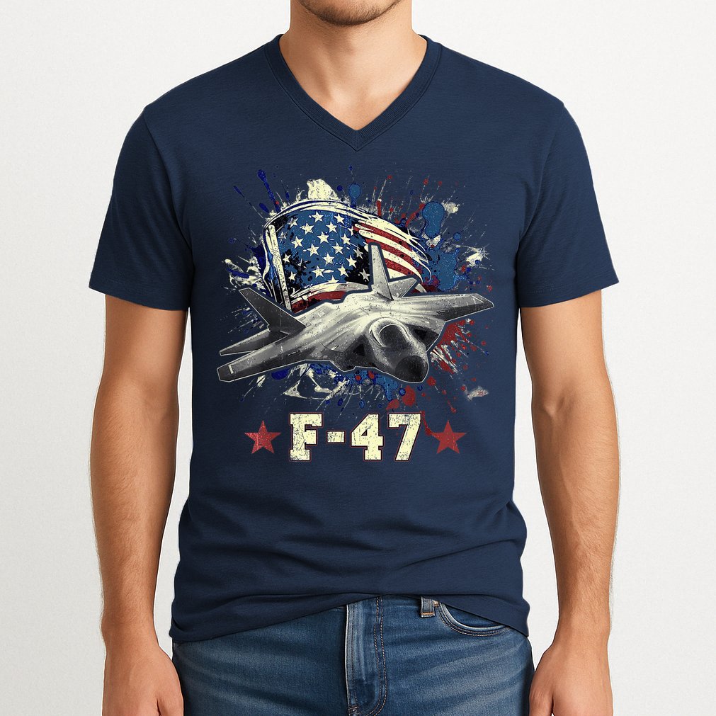 F-47 Next Generation Fighter Jet Aviation Airshow V-Neck T-Shirt