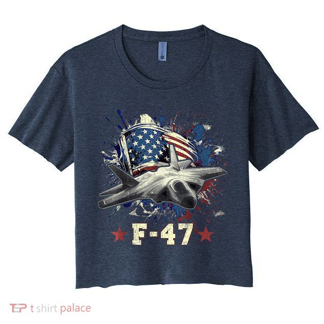 F-47 Next Generation Fighter Jet Aviation Airshow Crop Top