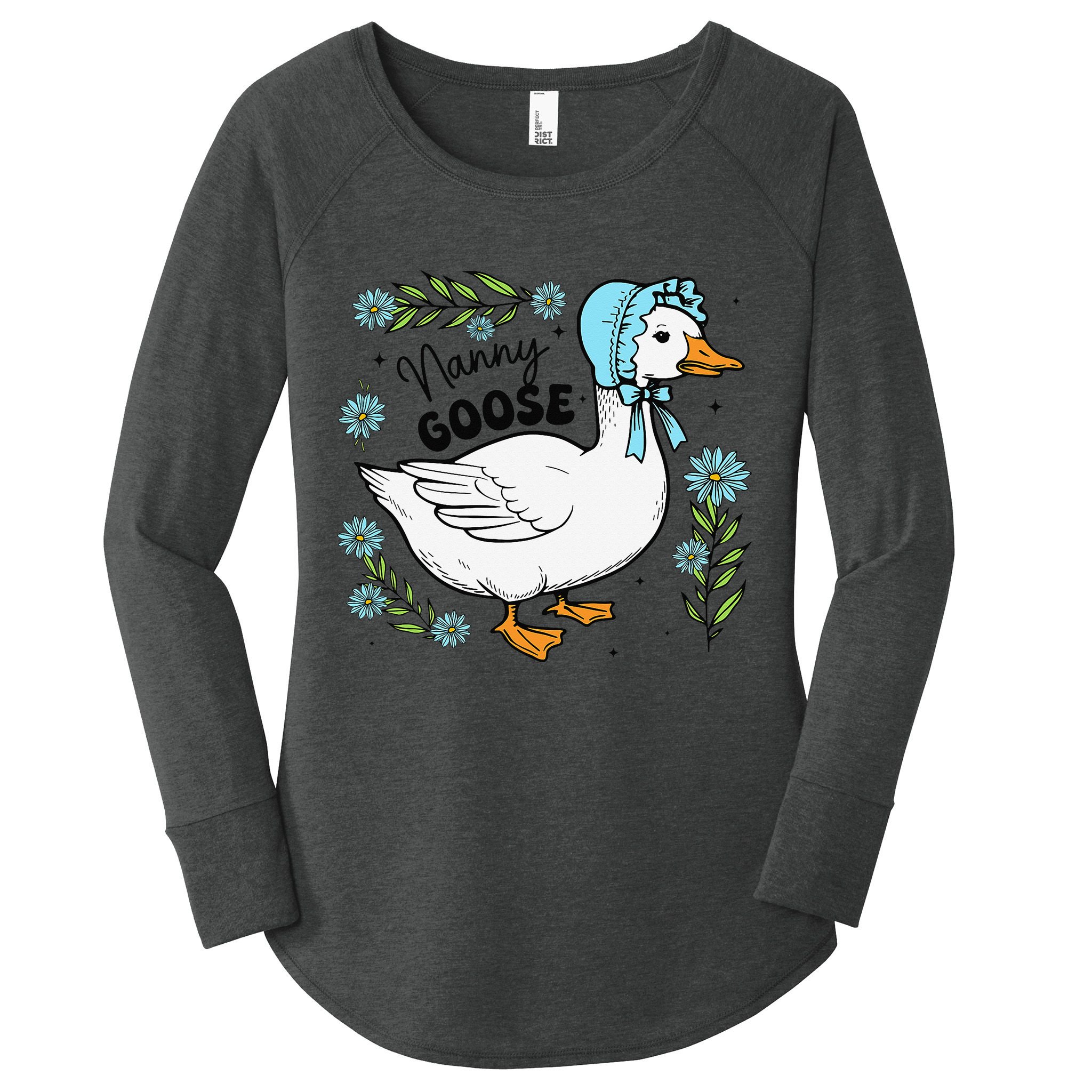 Floral Nanny Goose Cute Silly Goose Mothers Day Women's Perfect Tri Tunic Long Sleeve Shirt