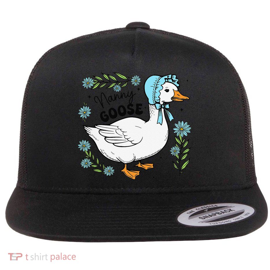 Floral Nanny Goose Cute Silly Goose Mothers Day Flatbill Hat