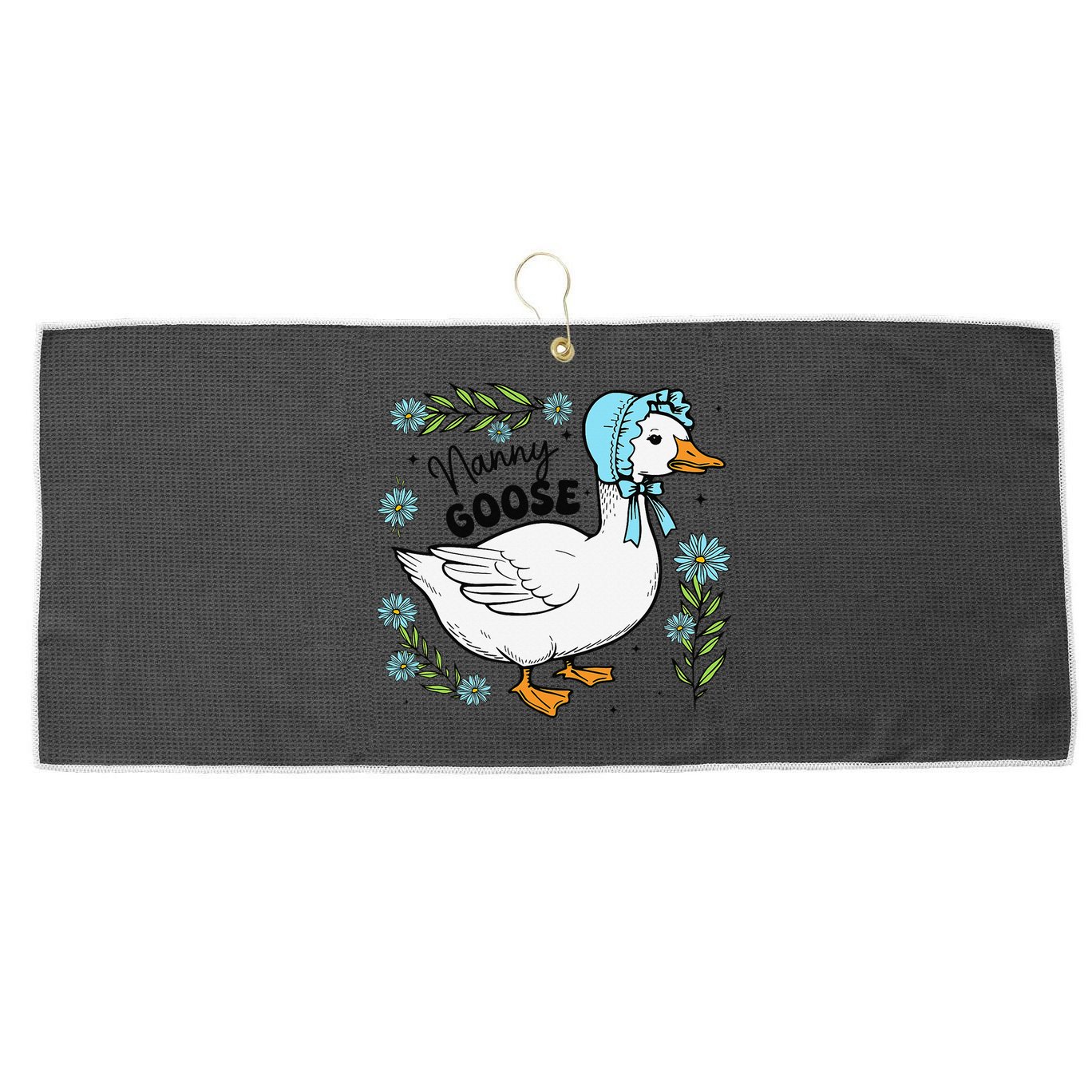Floral Nanny Goose Cute Silly Goose Mothers Day Large Microfiber Waffle Golf Towel