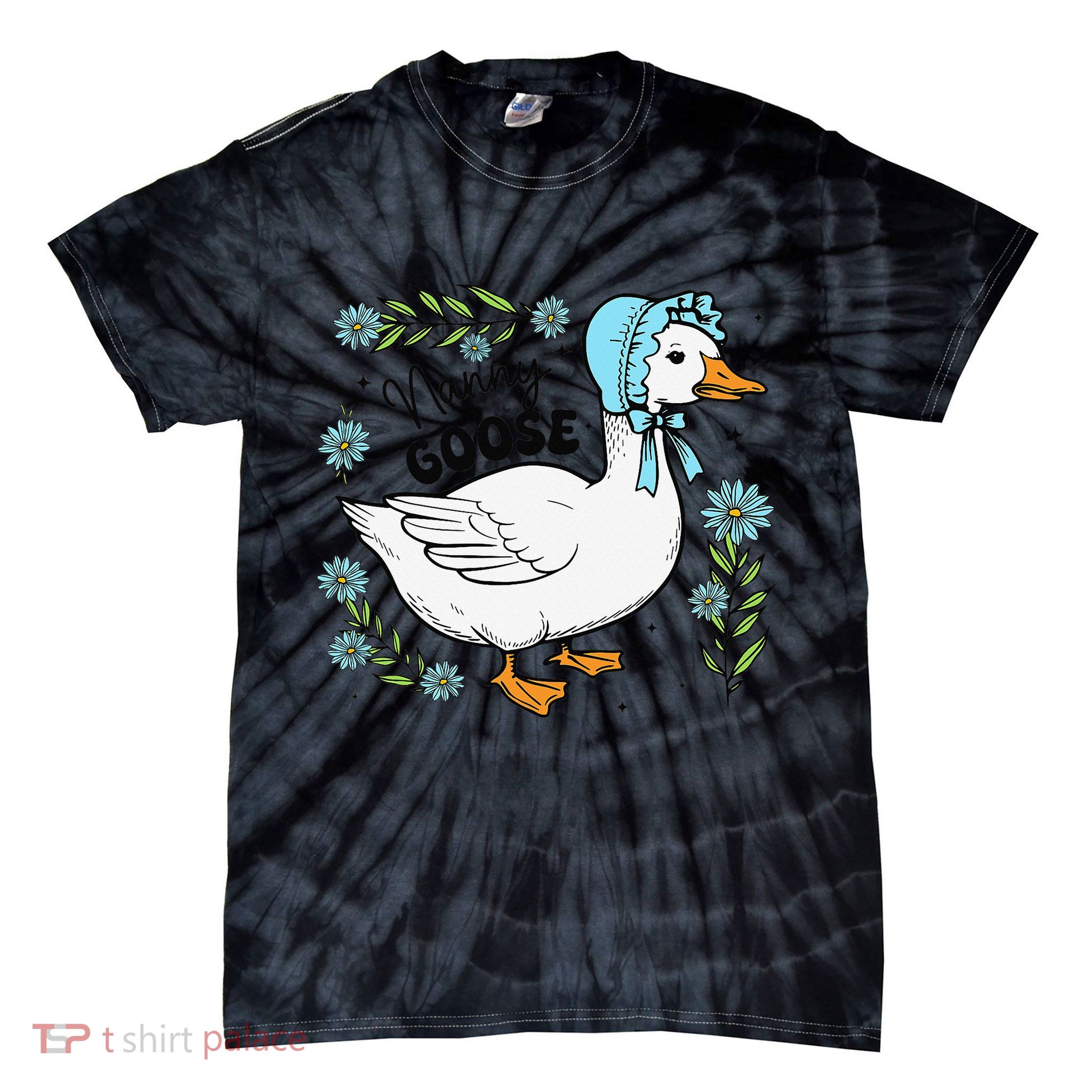 Floral Nanny Goose Cute Silly Goose Mothers Day Tie-Dye T-Shirt