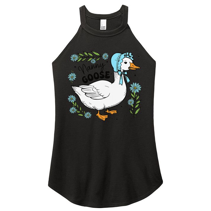 Floral Nanny Goose Cute Silly Goose Mothers Day Women's Perfect Tri Rocker Tank