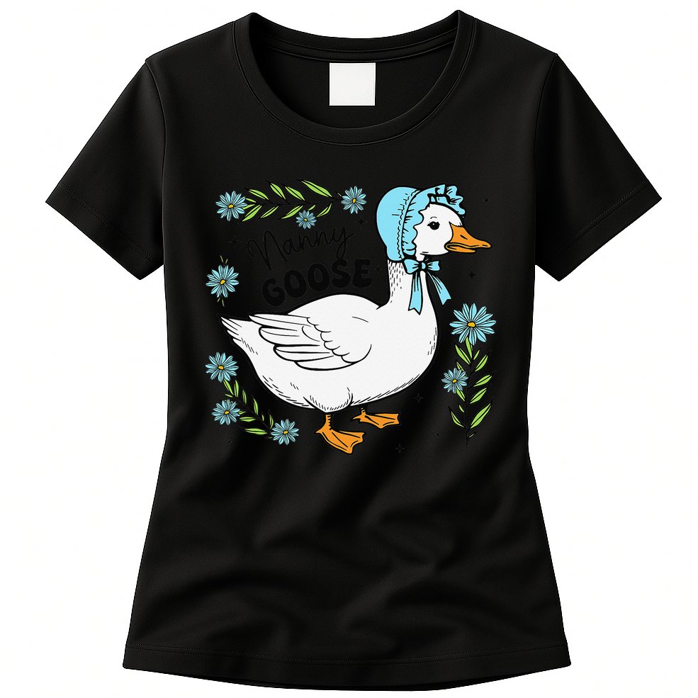 Floral Nanny Goose Cute Silly Goose Mothers Day Womens T-Shirt