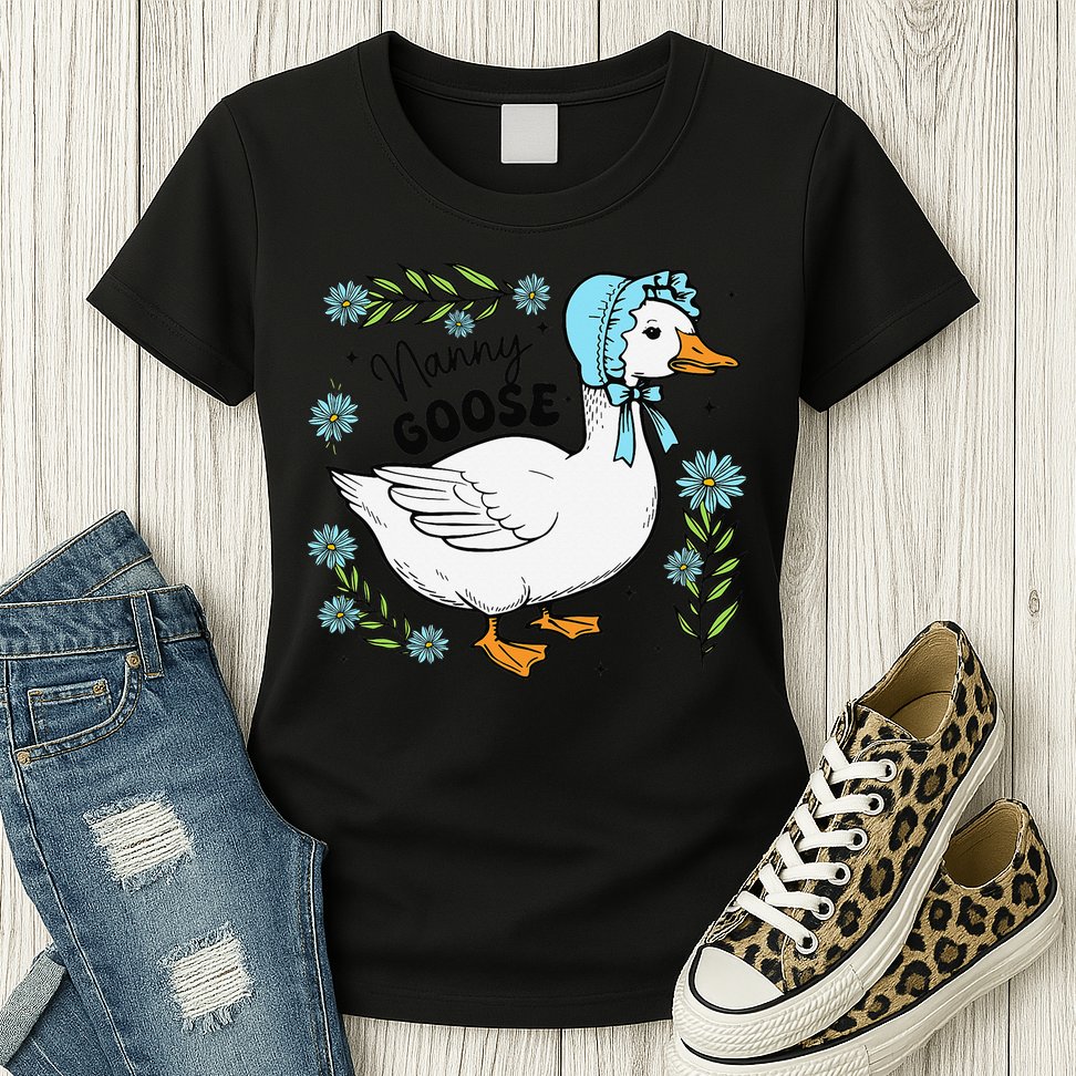 Floral Nanny Goose Cute Silly Goose Mothers Day Womens T-Shirt