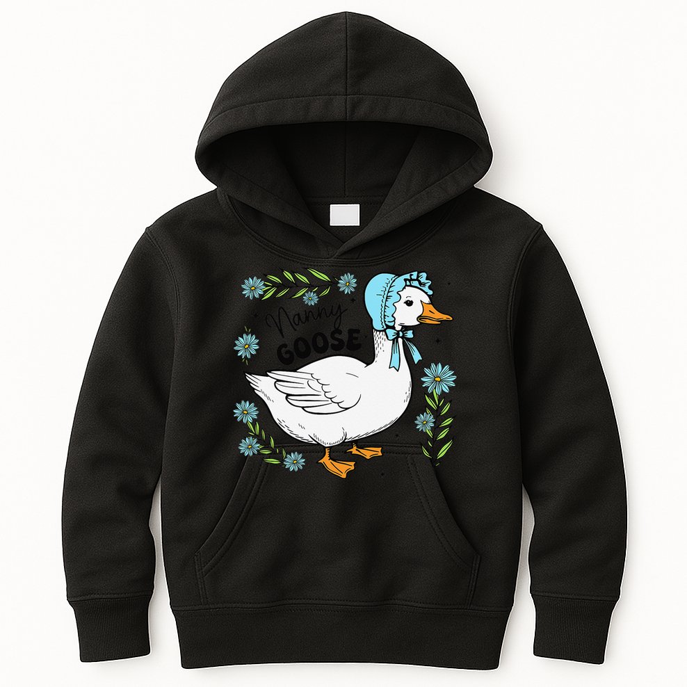 Floral Nanny Goose Cute Silly Goose Mothers Day Kids Hoodie