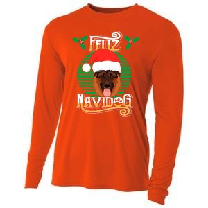 Feliz Navidog Ger Shepherd Dog Holiday Merry Christmas Gift Cooling Performance Long Sleeve Crew