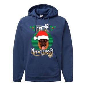 Feliz Navidog Ger Shepherd Dog Holiday Merry Christmas Gift Performance Fleece Hoodie