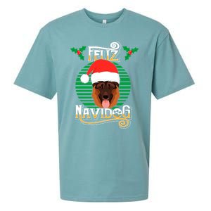 Feliz Navidog Ger Shepherd Dog Holiday Merry Christmas Gift Sueded Cloud Jersey T-Shirt