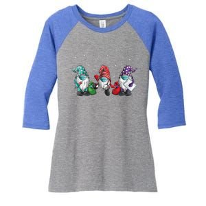 Funny Nurse Gnomes Santa Christmas Light Nursing Lover Gift Women's Tri-Blend 3/4-Sleeve Raglan Shirt