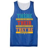 Fun National Grammar Day Quote I Their There They're Teacher Gift Mesh Reversible Basketball Jersey Tank