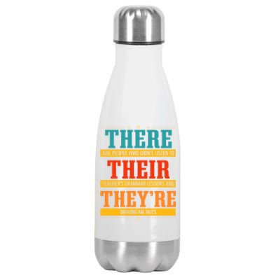 Fun National Grammar Day Quote I Their There They're Teacher Gift Stainless Steel Insulated Water Bottle