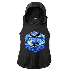 Funny Nerdy Gamer Fantasy Art Starry Night Ladies PosiCharge Tri-Blend Wicking Draft Hoodie Tank