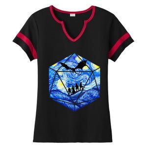 Funny Nerdy Gamer Fantasy Art Starry Night Ladies Halftime Notch Neck Tee