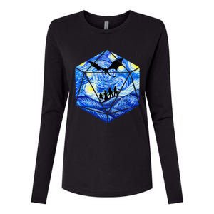 Funny Nerdy Gamer Fantasy Art Starry Night Womens Cotton Relaxed Long Sleeve T-Shirt