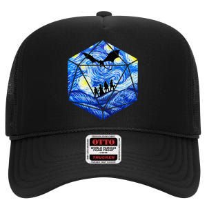 Funny Nerdy Gamer Fantasy Art Starry Night High Crown Mesh Back Trucker Hat