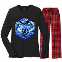 Funny Nerdy Gamer Fantasy Art Starry Night Women's Long Sleeve Flannel Pajama Set 