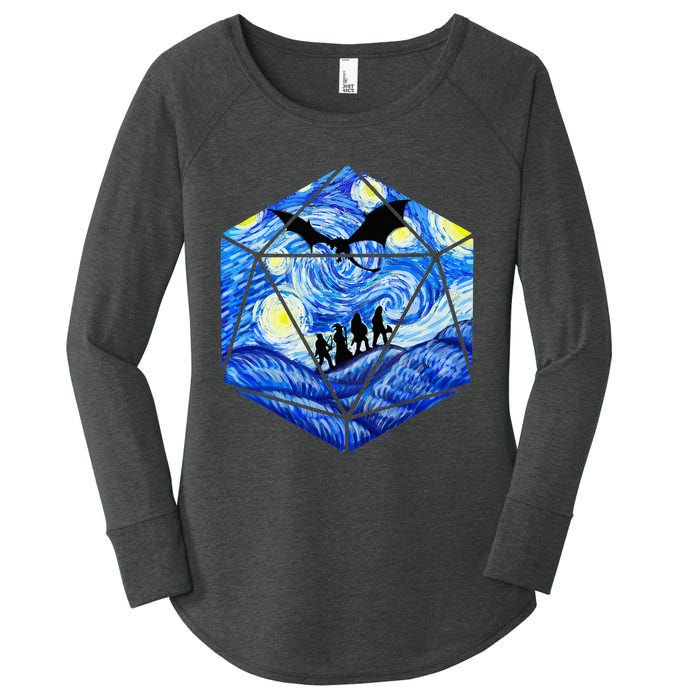 Funny Nerdy Gamer Fantasy Art Starry Night Women's Perfect Tri Tunic Long Sleeve Shirt