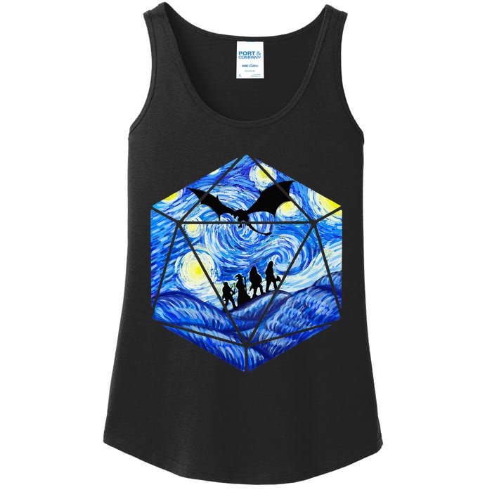 Funny Nerdy Gamer Fantasy Art Starry Night Ladies Essential Tank