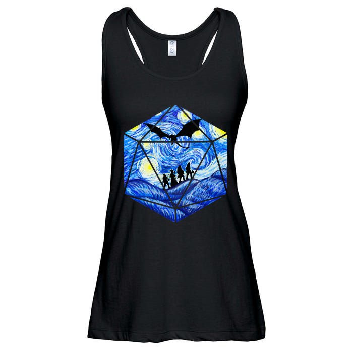 Funny Nerdy Gamer Fantasy Art Starry Night Ladies Essential Flowy Tank