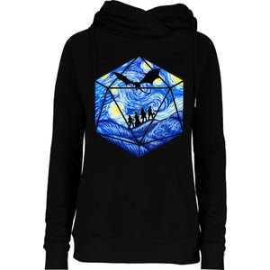 Funny Nerdy Gamer Fantasy Art Starry Night Womens Funnel Neck Pullover Hood