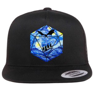 Funny Nerdy Gamer Fantasy Art Starry Night Flat Bill Trucker Hat