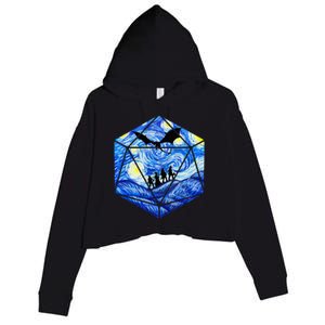 Funny Nerdy Gamer Fantasy Art Starry Night Crop Fleece Hoodie