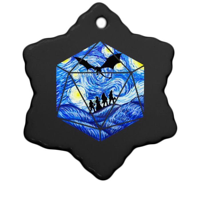 Funny Nerdy Gamer Fantasy Art Starry Night Ceramic Star Ornament