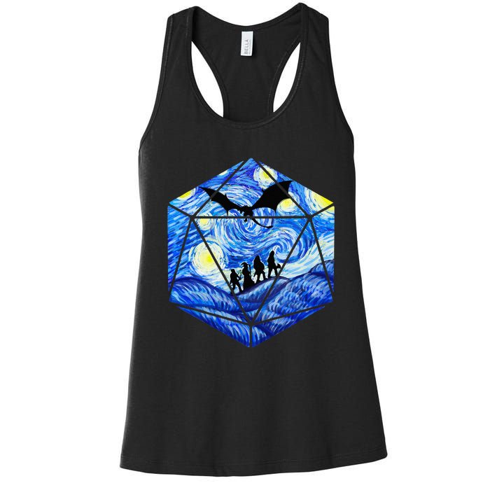 Funny Nerdy Gamer Fantasy Art Starry Night Women's Racerback Tank