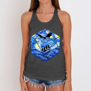 Funny Nerdy Gamer Fantasy Art Starry Night Women's Knotted Racerback Tank