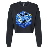 Funny Nerdy Gamer Fantasy Art Starry Night Cropped Pullover Crew