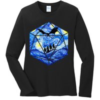 Funny Nerdy Gamer Fantasy Art Starry Night Ladies Long Sleeve Shirt