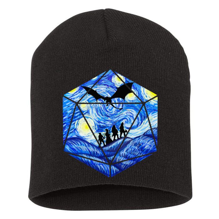 Funny Nerdy Gamer Fantasy Art Starry Night Short Acrylic Beanie