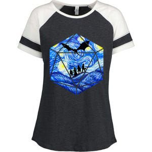 Funny Nerdy Gamer Fantasy Art Starry Night Enza Ladies Jersey Colorblock Tee