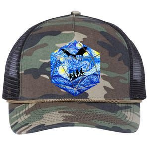 Funny Nerdy Gamer Fantasy Art Starry Night Retro Rope Trucker Hat Cap