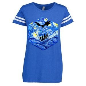 Funny Nerdy Gamer Fantasy Art Starry Night Enza Ladies Jersey Football T-Shirt