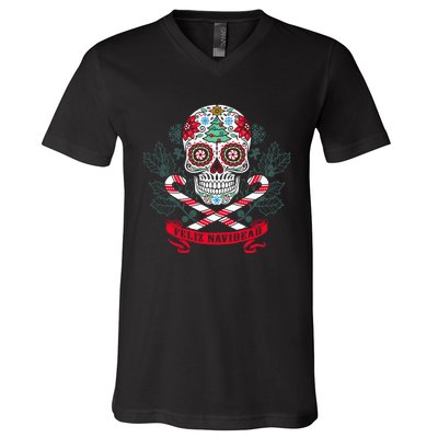 Feliz Navidad Holiday Season Christmas Xmas Mexican V-Neck T-Shirt