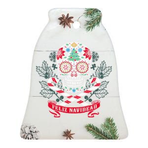 Feliz Navidad Holiday Season Christmas Xmas Mexican Ceramic Bell Ornament