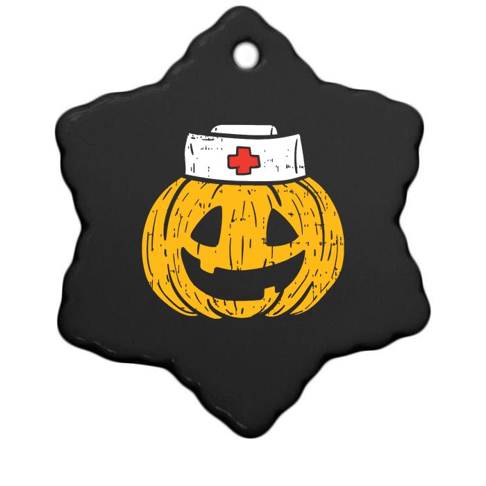 Funny Nurses Hat Pumpkin Halloween Gift Ceramic Star Ornament