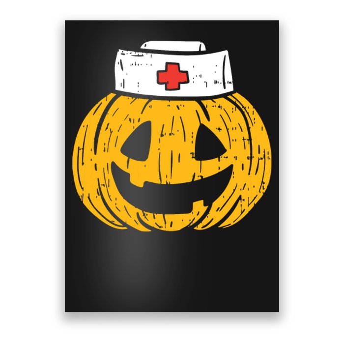 Funny Nurses Hat Pumpkin Halloween Gift Poster