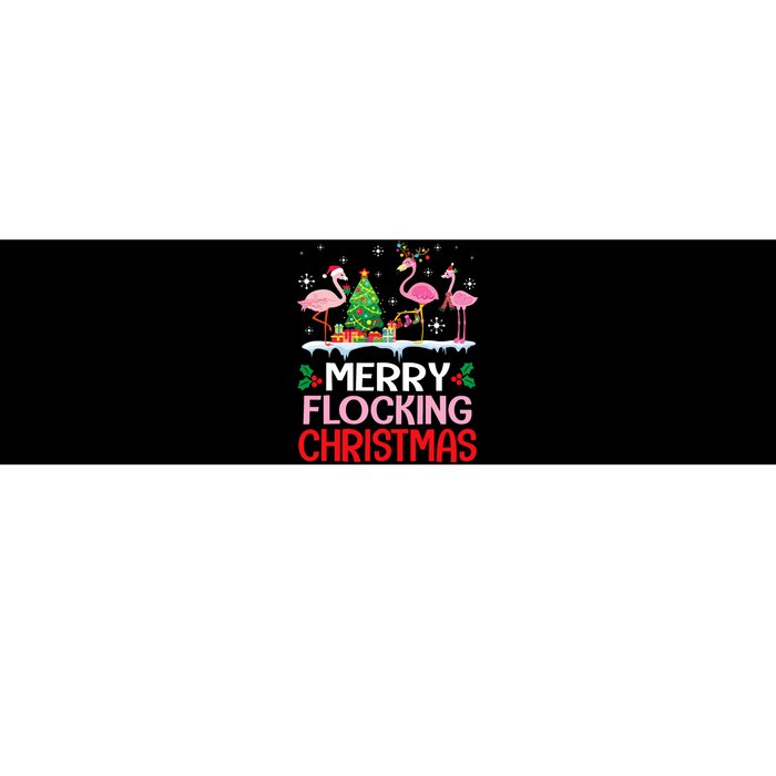 Flamingo Noel Hats Dancing On Snow Merry Flocking Christmas Bumper Sticker