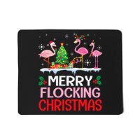 Flamingo Noel Hats Dancing On Snow Merry Flocking Christmas Mousepad