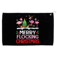 Flamingo Noel Hats Dancing On Snow Merry Flocking Christmas Grommeted Golf Towel