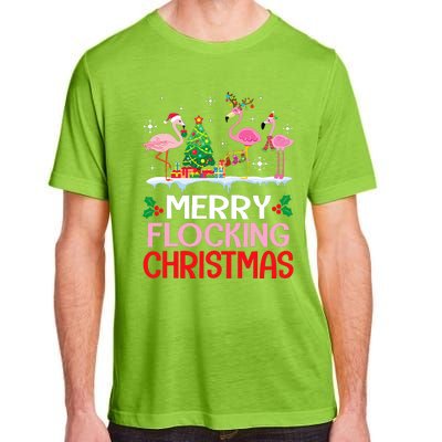 Flamingo Noel Hats Dancing On Snow Merry Flocking Christmas Flamingo Noel Adult ChromaSoft Performance T-Shirt