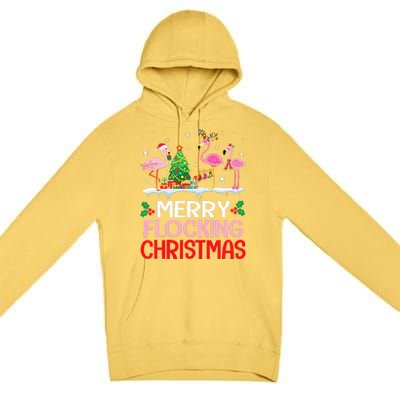 Flamingo Noel Hats Dancing On Snow Merry Flocking Christmas Flamingo Noel Premium Pullover Hoodie