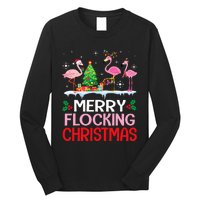 Flamingo Noel Hats Dancing On Snow Merry Flocking Christmas Flamingo Noel Long Sleeve Shirt