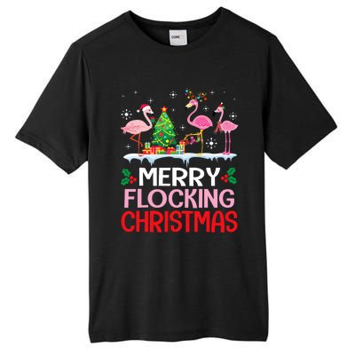 Flamingo Noel Hats Dancing On Snow Merry Flocking Christmas Flamingo Noel Tall Fusion ChromaSoft Performance T-Shirt